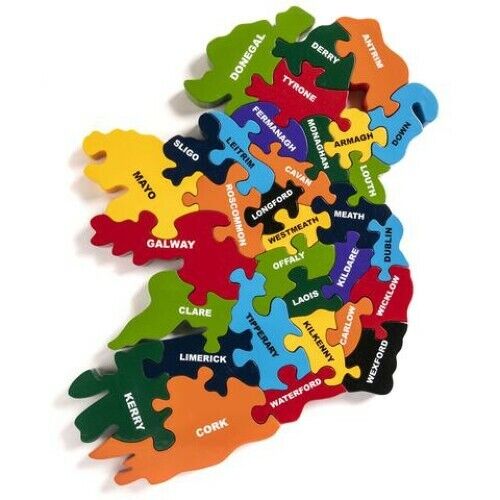 Wooden Map of Ireland Jigsaw Puzzle All 32 Counties Children Kids All Ages Gift