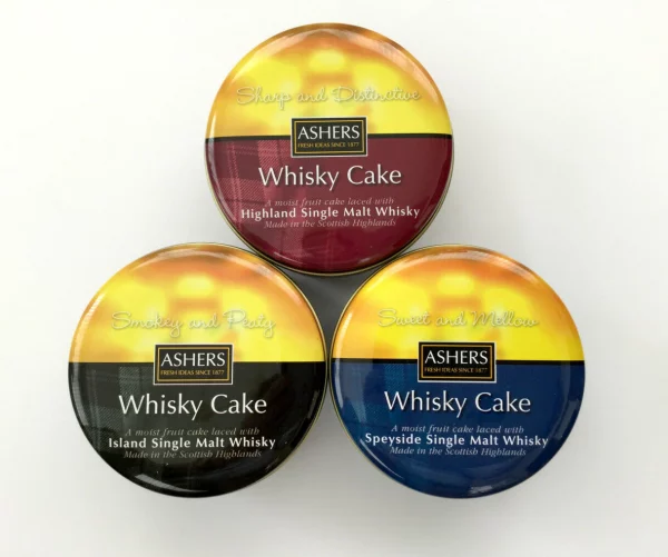 Scottish Malt Whisky Cakes Pack of 3 Highland Island Speyside Asher's Award Winning