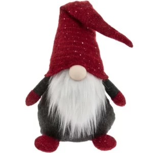 Door Stopper Red & Grey Fluffy Gnome Gonk Doorstop with LED Lights Novelty