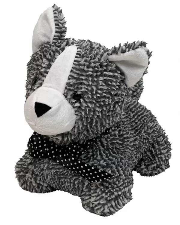 Door Stopper Soft Furry Cat Grey and White Novelty Animal - Image 2