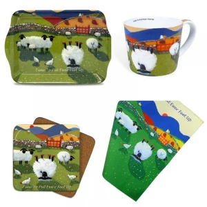 Thomas Joseph Set Time To Put Ewe'r Feet Up Coaster Mug Scatter Tray Tea Towel