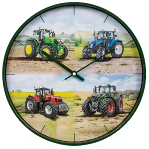 Round Wall Clock Tractors Battery Operated Boxed Fendt John Deere Massey Ferguson New Holland Gift