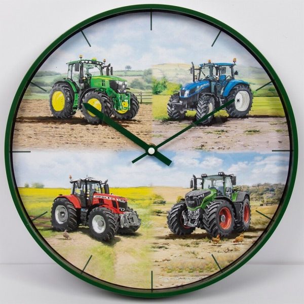 Round Wall Clock Tractors Battery Operated Boxed Fendt John Deere Massey Ferguson New Holland Gift - Image 2